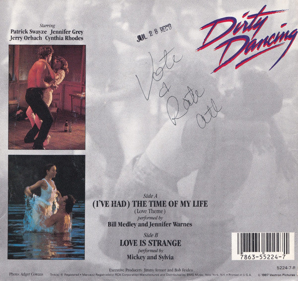 Bill Medley & Jennifer Warnes : (I've Had) The Time Of My Life  (7", Single, Promo)