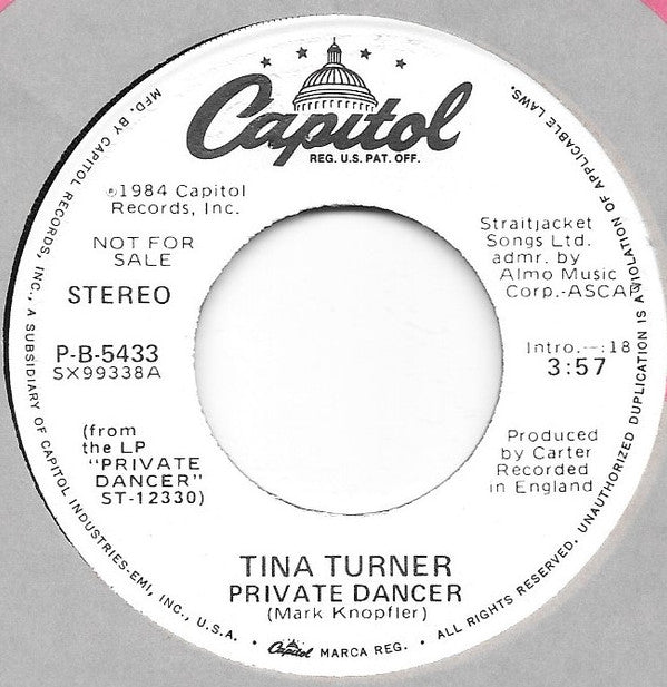Tina Turner : Private Dancer  (7", Single, Promo)