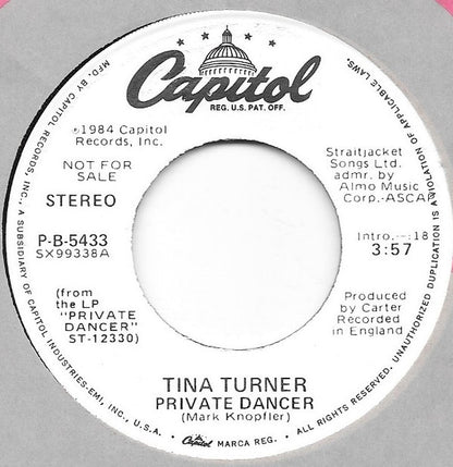 Tina Turner : Private Dancer  (7", Single, Promo)