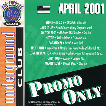 Various : Promo Only Underground Club: April 2001 (CD, Comp, Promo)