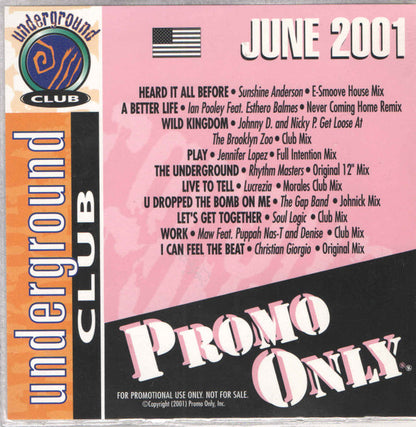 Various : Promo Only Underground Club: June 2001  (CD, Comp, Promo)