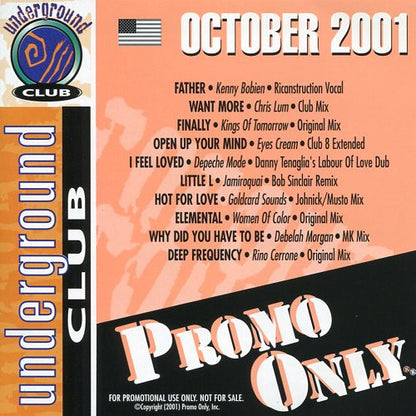 Various : Promo Only Underground Club: October 2001 (CD, Comp, Promo)