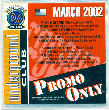 Various :  Promo Only Underground Club: March 2002 (CD, Comp, Promo)