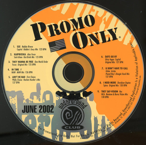 Various : Promo Only Underground Club: June 2002 (CD, Comp, Promo)
