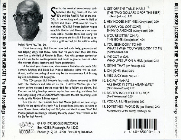 Bull Moose Jackson & The Flashcats : The Final Recordings  (CD, Album)