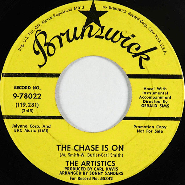 The Artistics : The Chase Is On (7", Single, Promo)