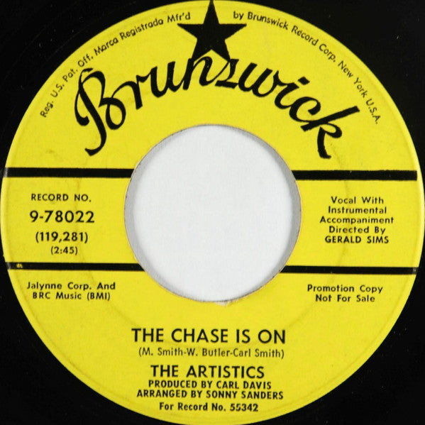 The Artistics : The Chase Is On (7", Single, Promo)