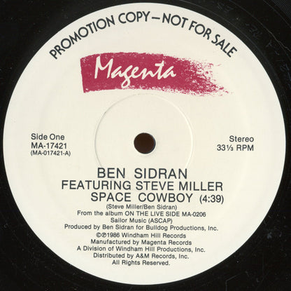 Ben Sidran Featuring Steve Miller : Space Cowboy (12", Promo)