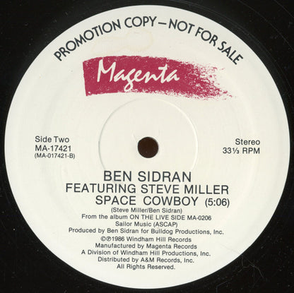 Ben Sidran Featuring Steve Miller : Space Cowboy (12", Promo)