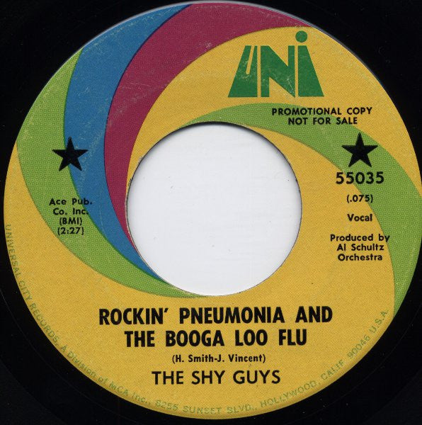 The Shy Guys (4) : Rockin' Pneumonia And The Booga Loo Flu (7", Promo)