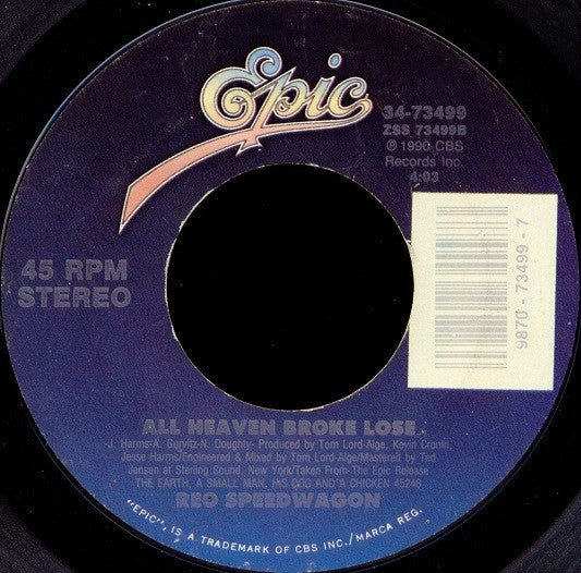 REO Speedwagon : Live It Up / All Heaven Broke Loose (7", Single, Styrene)