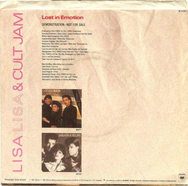 Lisa Lisa & Cult Jam : Lost In Emotion (7", Promo, Styrene)