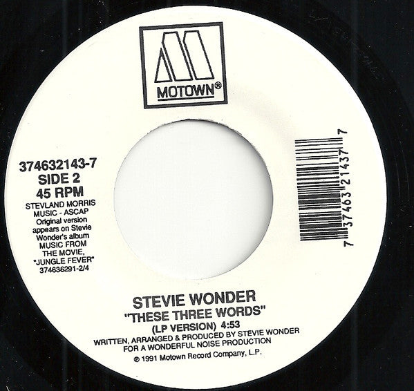 Stevie Wonder : These Three Words (7")