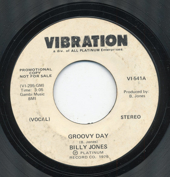 Billy Jones : Groovy Day (7", Single, Promo)
