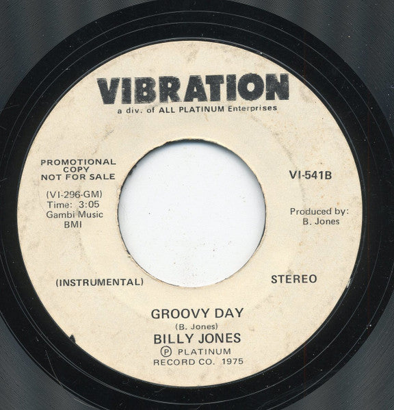 Billy Jones : Groovy Day (7", Single, Promo)
