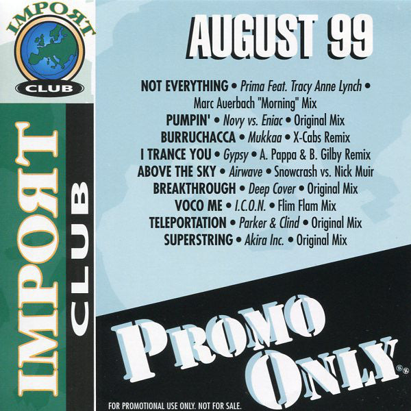 Various : Promo Only Import Club August 99 (CD, Comp, Promo)