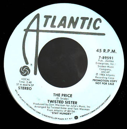 Twisted Sister : The Price (7", Single, Promo)