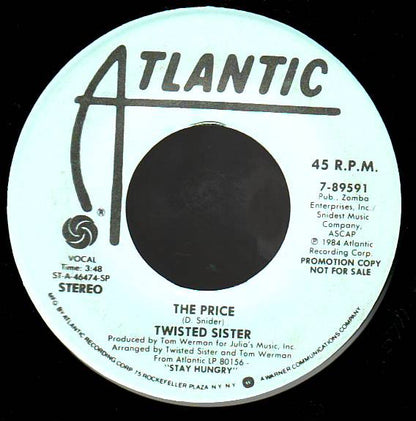 Twisted Sister : The Price (7", Single, Promo)