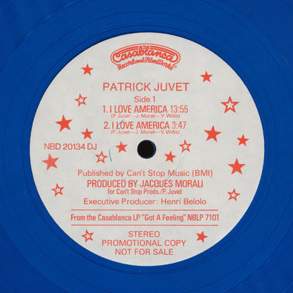 Patrick Juvet : I Love America (12", S/Sided, Single, Promo, Blu)