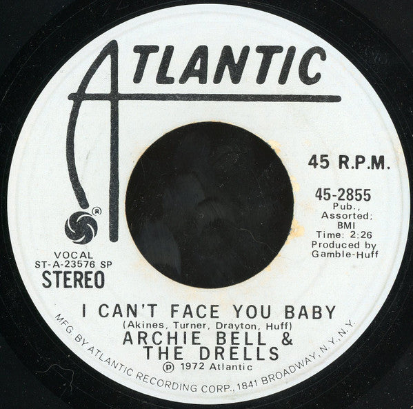 Archie Bell & The Drells : I Can't Face You Baby (7", Mono, Promo, SP )