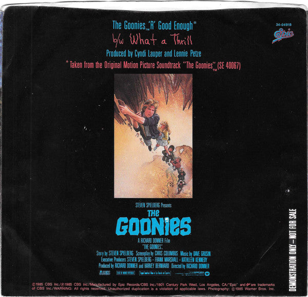 Cyndi Lauper : The Goonies 'R' Good Enough (7", Single, Promo)