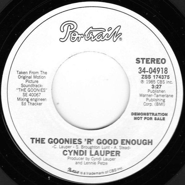 Cyndi Lauper : The Goonies 'R' Good Enough (7", Single, Promo)