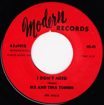 Ike & Tina Turner : I Don't Need / Gonna Have Fun (7", Single)