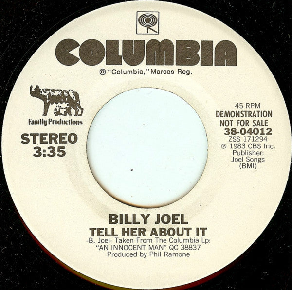 Billy Joel : Tell Her About It (7", Single, Promo)