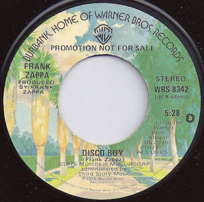 Frank Zappa : Disco Boy (7", Single, Mono, Promo)