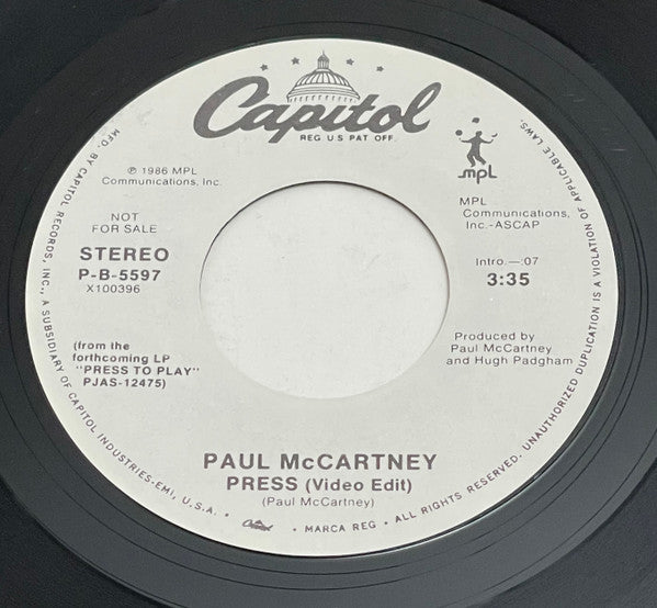 Paul McCartney : Press (7", Single, Promo, Styrene)