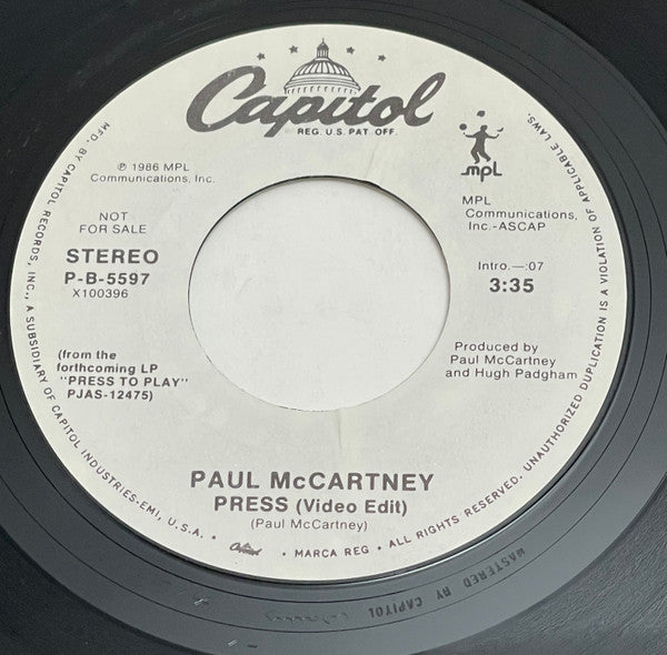 Paul McCartney : Press (7", Single, Promo, Styrene)