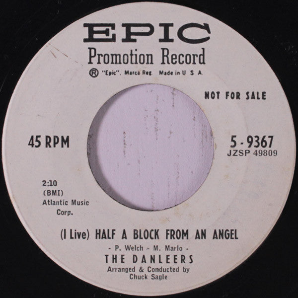 The Danleers : (I Live) Half A Block From An Angel / If You Don't Care (7", Promo)