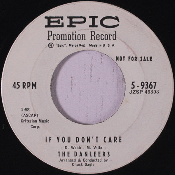 The Danleers : (I Live) Half A Block From An Angel / If You Don't Care (7", Promo)