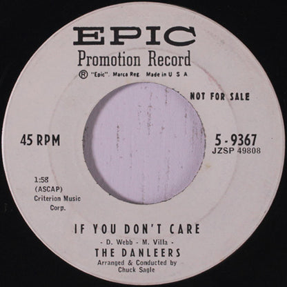 The Danleers : (I Live) Half A Block From An Angel / If You Don't Care (7", Promo)