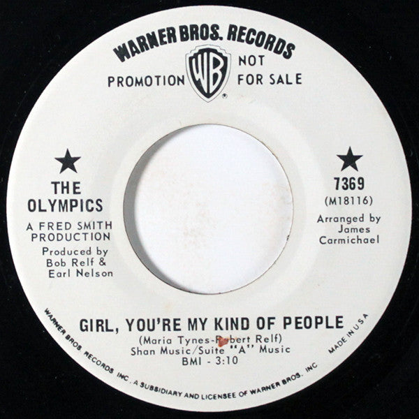 The Olympics : Girl, You're My Kind Of People (7", Promo)