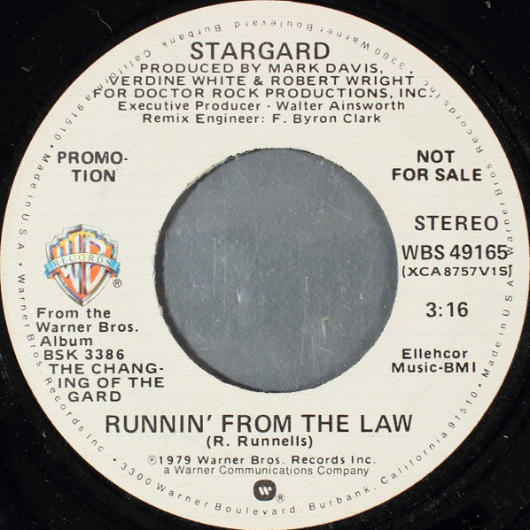 Stargard : Runnin' From The Law (7", Mono, Promo)