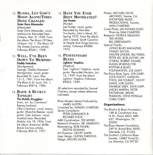 Various : Blues Masters, Volume 10: Blues Roots (CD, Comp, RM)