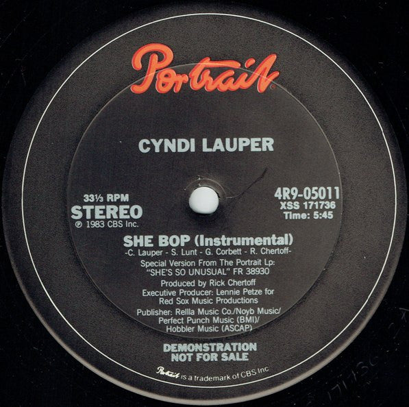 Cyndi Lauper : She Bop (12", Promo)