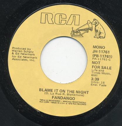 Fandango (6) : Blame It On The Night (7", Mono, Promo, Styrene)
