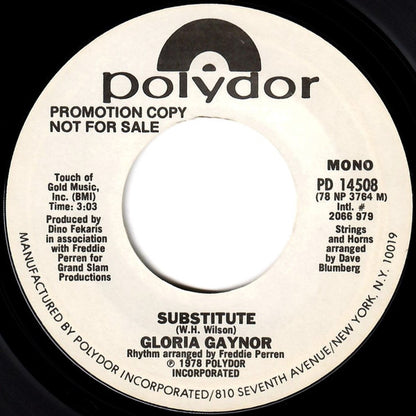 Gloria Gaynor : Substitute (7", Single, Mono, Promo, Styrene)