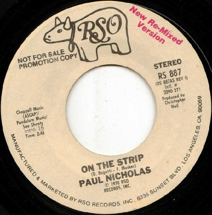 Paul Nicholas : On The Strip (7", Single, Mono, Promo, Styrene)