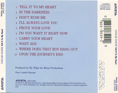 Taylor Dayne : Tell It To My Heart (CD, Album, RE)
