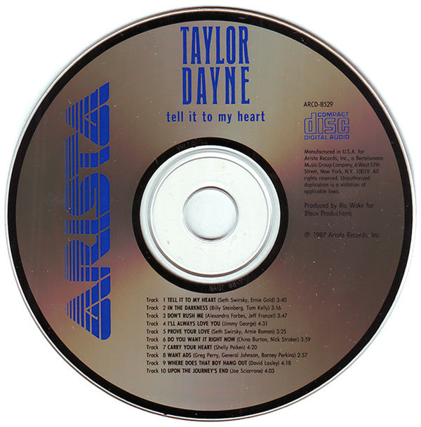 Taylor Dayne : Tell It To My Heart (CD, Album, RE)