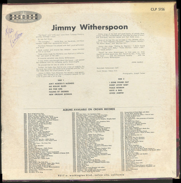 Jimmy Witherspoon : Jimmy Witherspoon (LP, Mono, Bla)