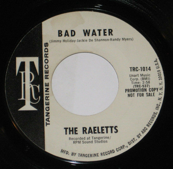 Raelets : Bad Water (7", Single, Promo, Styrene)