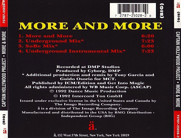 Captain Hollywood Project : More And More (CD, Maxi)