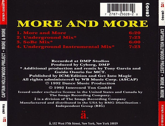 Captain Hollywood Project : More And More (CD, Maxi)