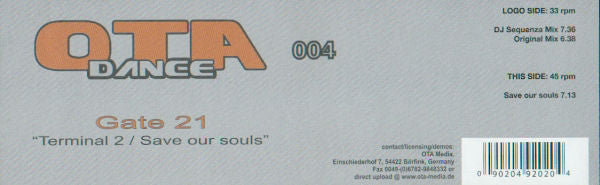 Gate 21 : Terminal 2 / Save Our Souls (12")