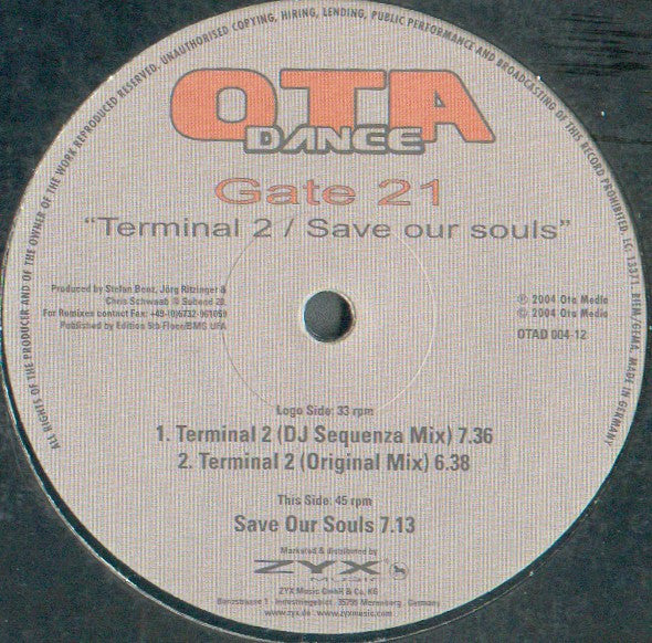 Gate 21 : Terminal 2 / Save Our Souls (12")