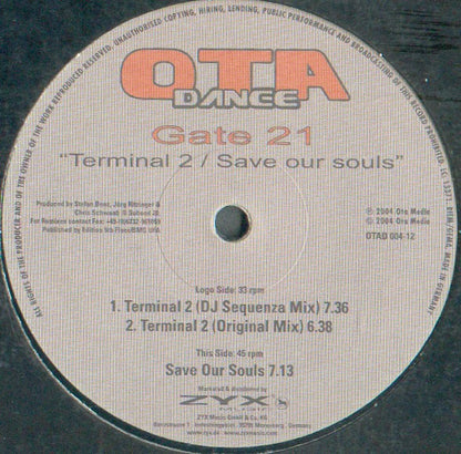 Gate 21 : Terminal 2 / Save Our Souls (12")